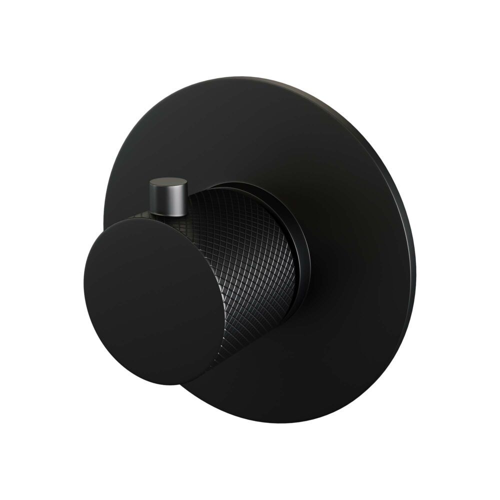 Brauer Black Carving Ronde Inbouw Thermostaat Zwart - Douche- en Badkraan - Messing - 8720359395047