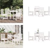 vidaXL 5-delige tuinset massief grenenhout wit