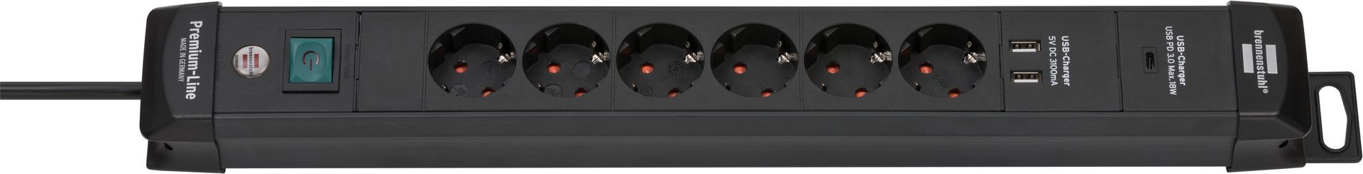 Brennenstuhl Stekkerdoos - 3m - Zwart - Met USB - 2x USB - IP20