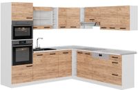 Vicco Cuisine d'angle R-Line, aspect chêne doré/blanc, 247 x 237 cm sans plan de travail