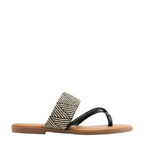 Graceland teenslippers zwart/wit