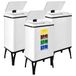 WELL HOME MOBILIARIO & DECORACIÓN 3 x Smart vuilnisemmer, 40 l, hoogte: 71,5 x 35,5 x 26 cm, wit met magnetische etiketten