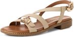 Tamaris - Dames - Platte sandalen - Leer - Ivory - Maat 37