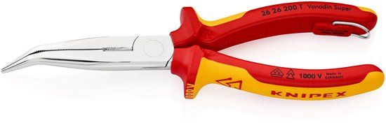Knipex Rondbek Tang met Snijkant/Bevestigingsoog Verchroomd, Geïsoleerd