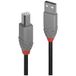 Lindy Anthra Line 36672 USB 2.0 kabel (type A naar B), 1 m, zwart