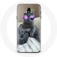 Maniacase Hoesje voor Samsung Galaxy J7 2017 Kat met paarse bril