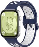 By Qubix Qubix Tweekleurige siliconen band - Donkerblauw met wit - Geschikt voor Huawei Watch Fit 5 / 4 / 3