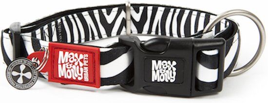 Max & Molly Hondenhalsband Zebra S - Zwart/Wit - Polyester