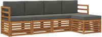vidaXL 5-delige bank loungeset, Natuurlijk en antraciet, Acacia hout