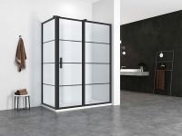 Badkamerplanet Douchecabine Hoekcabine 130x100cm Mat Zwart Frame 200cm Hoog