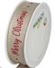 Halbach Seidenbänder Premium ruban cadeau de Noël en lin | largeur 25 mm longueur 15 m | rubans de Noël avec fil pour cadeaux et sapin de Noël | Made in Germany, couleur : naturel/rouge