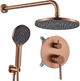 Rea - Inbouw Regendoucheset Foster Brush Copper + Box - 25 x 25 x 100 cm