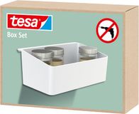 Tesa Keukenaccessoire Organizer - Zelfklevend Opbergbakje voor een Nettere Keuken - Te Gebruiken als Keukenrek voor het Bewaren van Kruiden - Met Adapter, Wandmontage zonder Boren - Wit