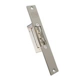 IFAM E-Strike B2B1ANB01G Elektrische slotenmaker, omkeerbaar, symmetrisch, breedte 16 mm, ontgrendelingshendel, verstelbaar radiaalslot, korte voorkant, grijze houten en aluminium deur binnen