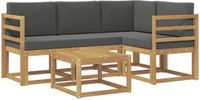 vidaXL Hoek loungeset 4 zitplaatsen Acacia hout Wit en antracietkleurig