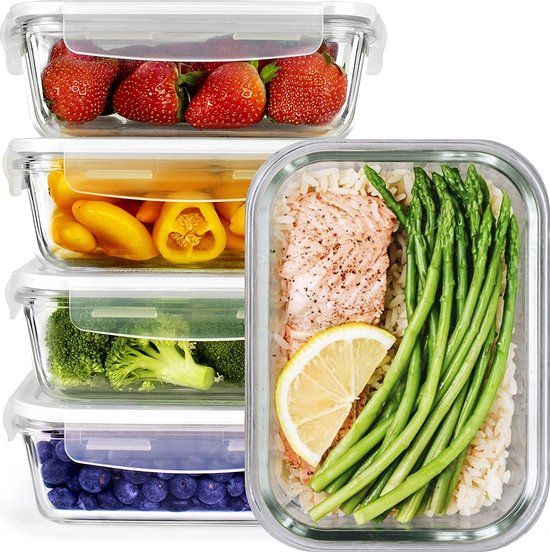 GOOD FOR YOU Glazen maaltijdvoorbereidingscontainers - 5 stuks