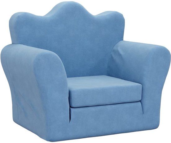vidaXL Kinderslaapbank zacht pluche blauw