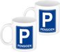 Bellatio Decorations Bol 4x stuks verkeersbord P blauw pensioen cadeau mok - Gepensioneerd / pensionaris cadeaus