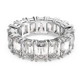 Swarovski Vittore ring, Rechthoekige slijpvorm, Wit, Rodium toplaag