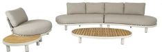AVH-Collectie Castello organische stoel bank loungeset 5 delig latte zand aluminium
