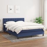 vidaXL Boxspring met matras stof blauw 140x190 cm
