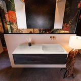 Mondiaz ERIN 120cm badmeubelset onderkast Antracite met 1 lade Wastafel RIDGE rechts Linen ERIN12761