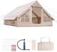 Merkloos Tente gonflable - Tente de glamping Tente à air - 4 x 3 x 2 m - 8 Personnes - 300D Oxford - Raccordement de poêle - 2 portes et 4 fenêtres en maille - Pompe à main et sac de transport inclus