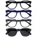 Opulize Pop 4 Stuks Leesbril Met Zon Lezer Retro Ronde Glad Mat Zwart Blauw Grijs Mannen Vrouwen RRRS2-1377 +1,00