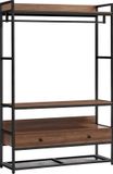 en.casa Kledingrek Isen 180x120x40 cm zwart en walnootkleurig
