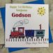 white cotton cards Prachtige handgemaakte verjaardagskaart, motief "Godson 1 Choo Trekk", wit