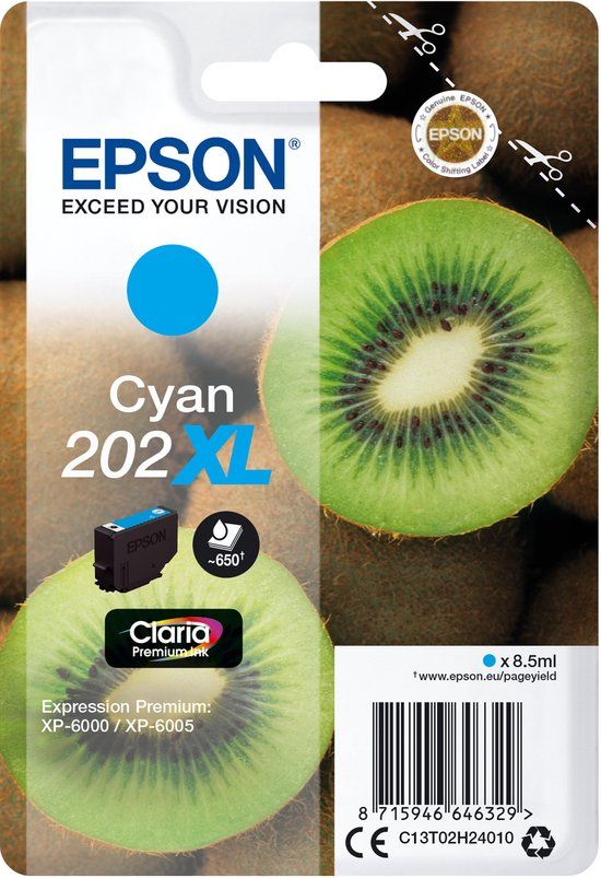 Epson Kiwi Singlepack Cyan 202XL Claria Premium Ink