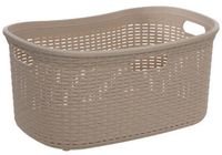 5five Wasmand van rotan gevlochten - beige - kunststof - 40 liter - 59 x 38 x 27 cm - wasgoed manden