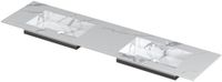 Wastafel INK Post Dubbele Wastafel Keramiek Wit 180x45cm 2 Kraangaten
