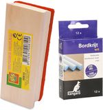 Kangaro Tableau noir effaceur 12 cm Bois avec 12 craies blanches