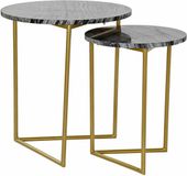 DKD Home Decor Set van 2 kleine bijzettafels Zwart Metaal Marmer 40 x 40 x 45 cm