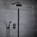 Elizabeth Système de douche thermostatique Classique Noir avec mitigeur douche 2 voies avec inverseur, pomme de douche ronde 20cm et douchette