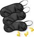 Merkloos / Sans marque Makito Western Europe 3x slaapmasker met oordoppen - zwart - verduisterend travel masker - kinderen en volwassenen