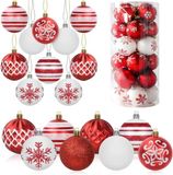 Merkloos / Sans marque Wan GmbH 24-stuks Kerstballen 6cm Rode en Witte Kerstballen Ornamenten