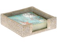 KOUBOO La Jolla Rotan Luncheon Papieren Servethouder, Wit Was, Rotan & Rieten, 19,05 x 19,05 x 6,35 cm
