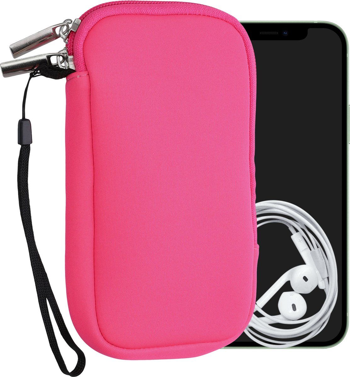 kwmobile Neon Roze Neopreen Insteekhoesje voor Smartphones L - 6,5" - 16,5 x 8,9 cm