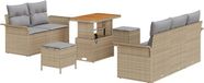 vidaXL Tuinbank Set 8-delig Beige en Lichtgrijs