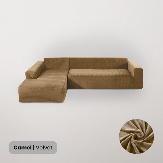 BankhoesDiscounter Velvet Bankhoes - Hoekbank M3 (175-220cm) - Camel