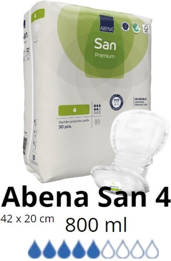 ABENA San 4 - Incontinentie Inlegger - 30 stuks - Absorptie 800 ml - Unisex