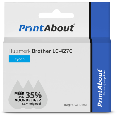 PrintAbout Huismerk Brother LC-427C Inktcartridge Cyaan