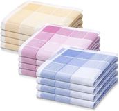 Swan Textiel 12 stuks Dames zakdoeken Ruit - Katoenen zakdoeken met ruit print - 30 - Blauw
