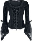 Gothicana by EMP Zwart shirt met lange mouwen en ruches - Dames - 3XL