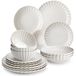 VANCASSO 16-delig servies, servies voor het dineren met een golvende textuur, keramisch combiservies, geschikt voor de magnetron