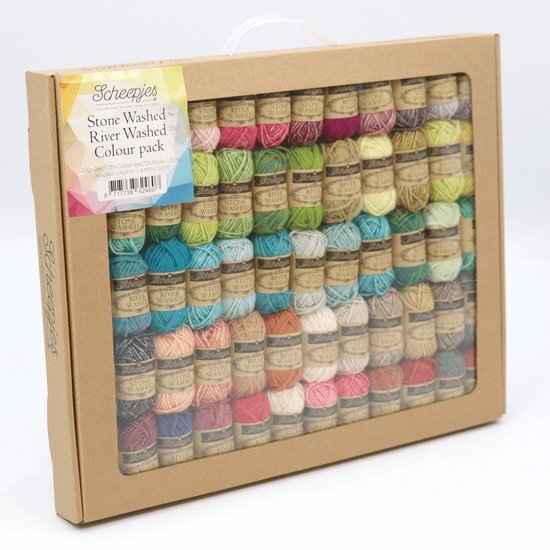 Scheepjes Stone Washed & River Washed Colour Pack - 58 kleuren x 10 gram mini bolletjes