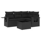 vidaXL 4-delige Loungeset met Kussens, Zwart, Polyrotan