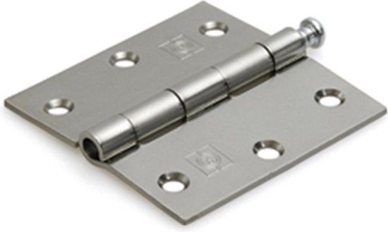 DX Dulimex Scharnier - 76x76mm - gladde messing pen - staal verzinkt